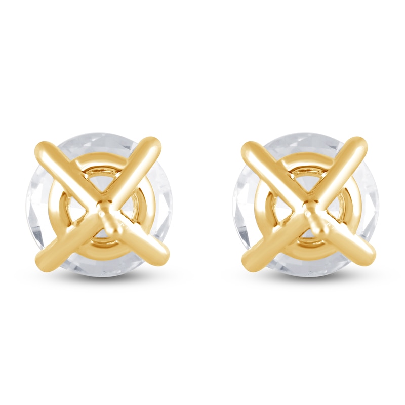 Main Image 4 of Round-Cut Lab-Grown Diamond Solitaire Stud Earrings 6 ct tw 14K Yellow Gold (SI2/F)