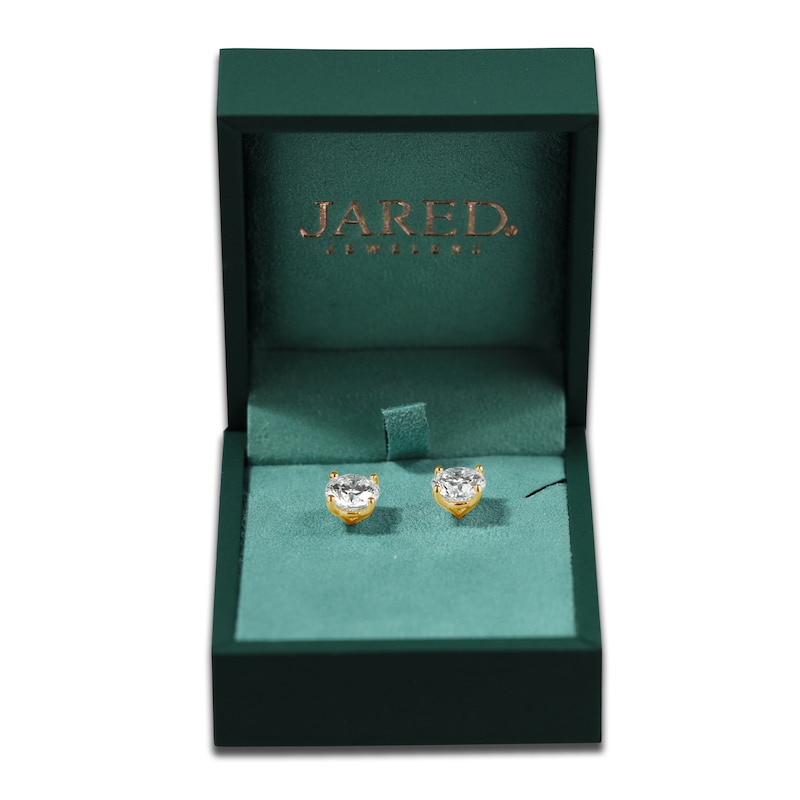 Main Image 5 of Round-Cut Lab-Grown Diamond Solitaire Stud Earrings 6 ct tw 14K Yellow Gold (SI2/F)