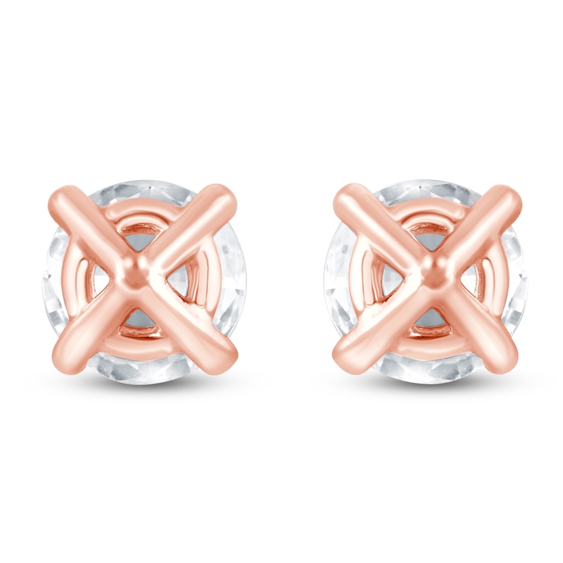 Main Image 4 of Round-Cut Lab-Grown Diamond Solitaire Stud Earrings 4 ct tw 14K Rose Gold (SI2/F)