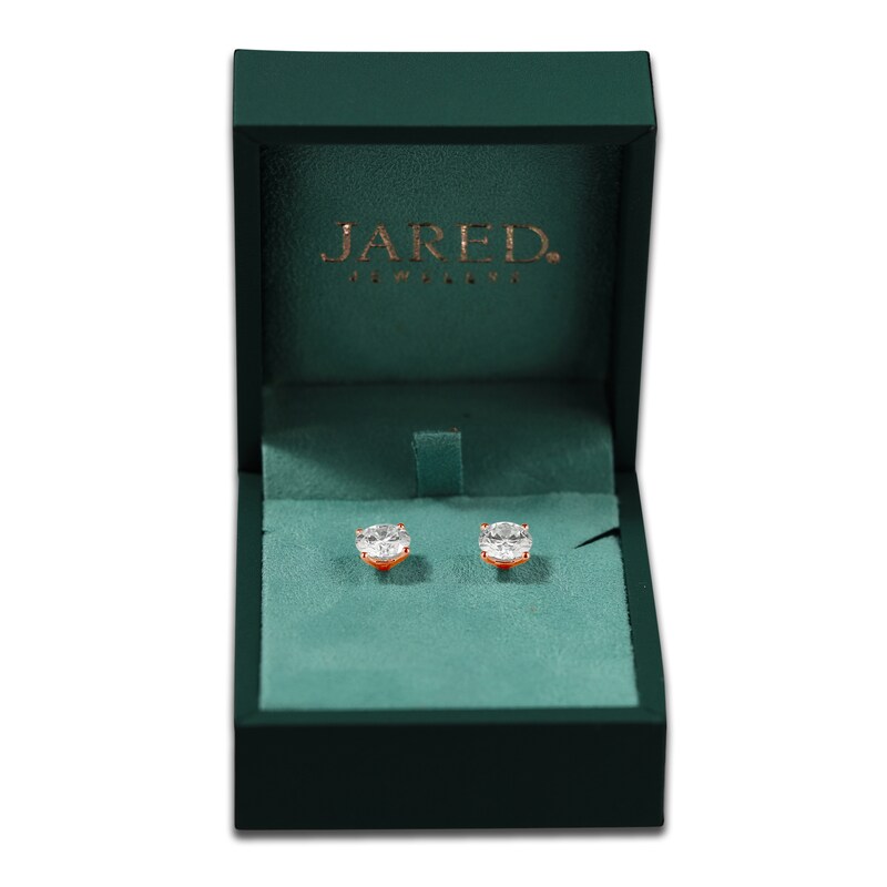 Main Image 5 of Round-Cut Lab-Grown Diamond Solitaire Stud Earrings 4 ct tw 14K Rose Gold (SI2/F)