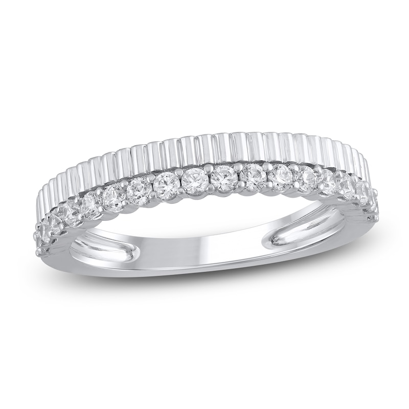 Main Image 1 of Certified Diamond Ribbed Anniversary Ring 1/3 ct tw 14K White Gold