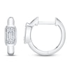 Thumbnail Image 2 of Shy Creation Baguette & Round-Cut Diamond Huggie Hoop Earrings 1/10 ct tw 14K White Gold SC55025976