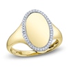 Thumbnail Image 1 of Shy Creation Diamond Halo Oval Signet Ring 1/10 ct tw 14K Yellow Gold SC55026685RD
