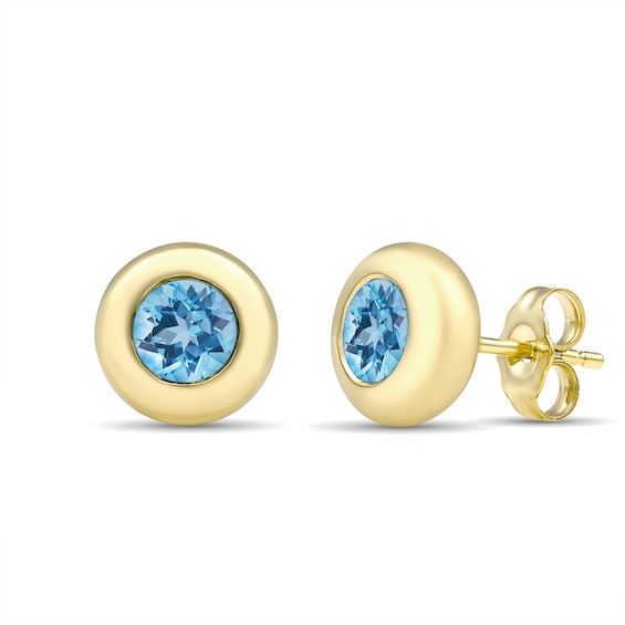 Bezel-Set Round Birthstone Stud Earrings (1 Stone)