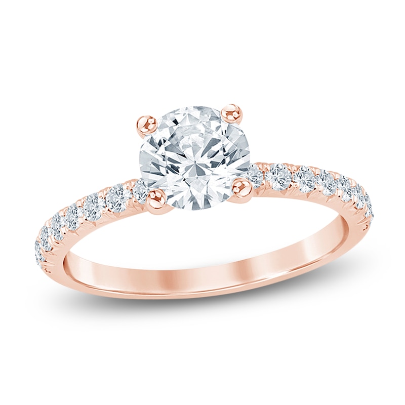 Main Image 1 of Round-Cut Lab-Grown Diamond Engagement Ring 1 ct tw 14K Rose Gold