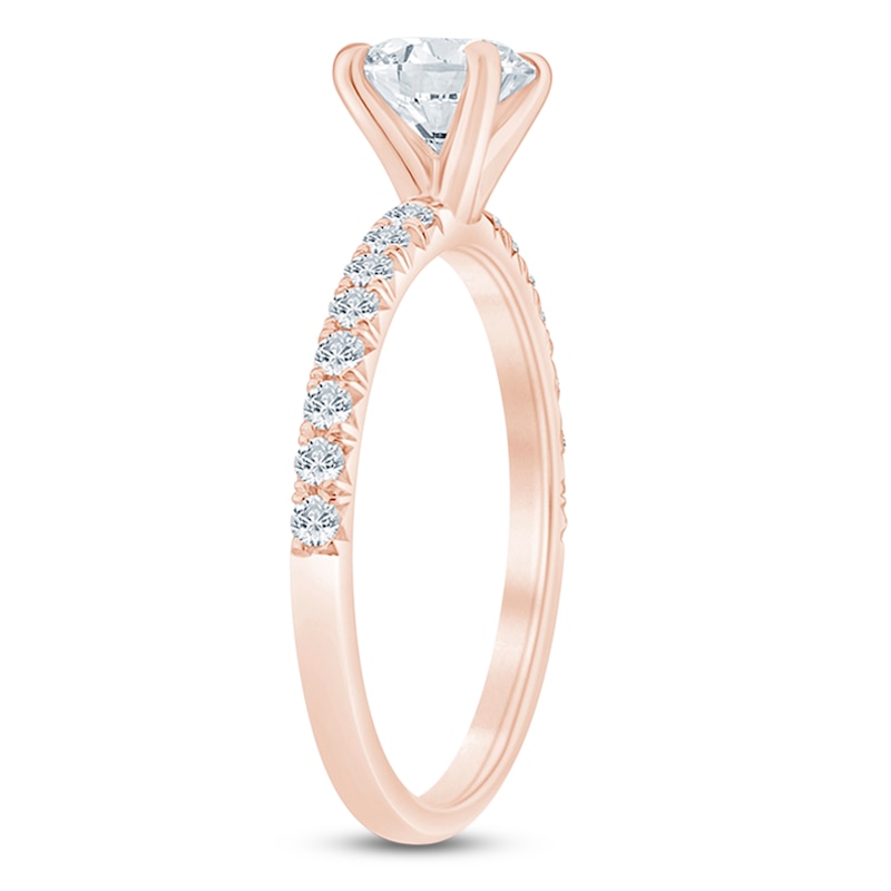 Main Image 2 of Round-Cut Lab-Grown Diamond Engagement Ring 1 ct tw 14K Rose Gold