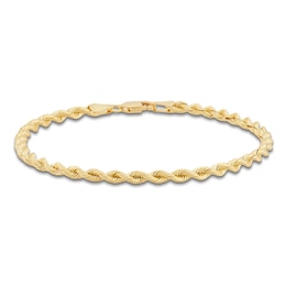 Silk Rope Chain Bracelet 3mm Solid 14K Yellow Gold 7.5"