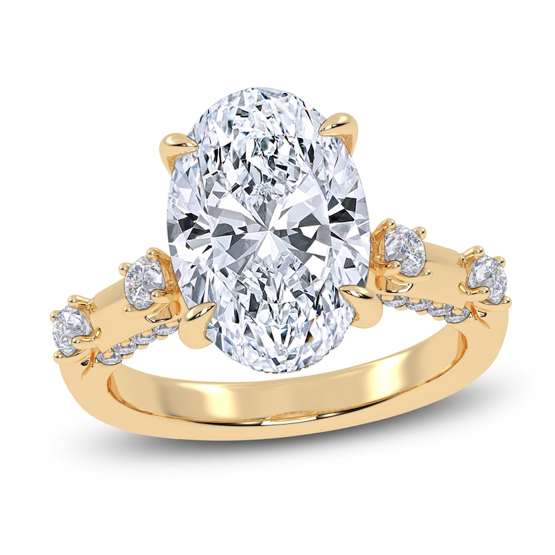 Main Image 1 of Certified Oval-Cut Lab-Grown Diamond Hidden Halo Engagement Ring 4-1/2 ct tw 14K Yellow Gold