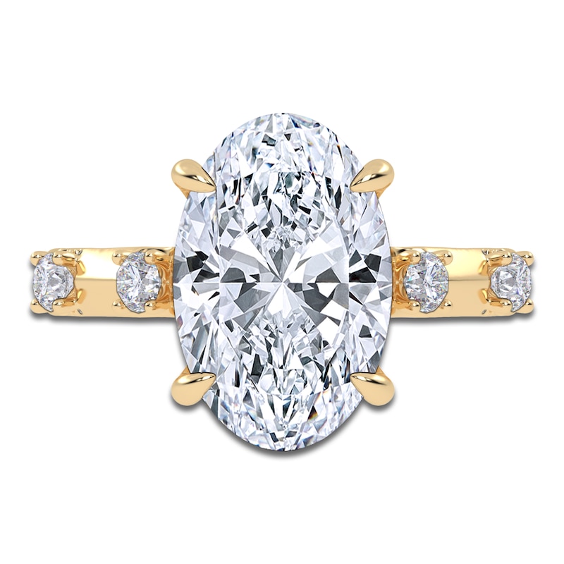 Main Image 3 of Certified Oval-Cut Lab-Grown Diamond Hidden Halo Engagement Ring 4-1/2 ct tw 14K Yellow Gold
