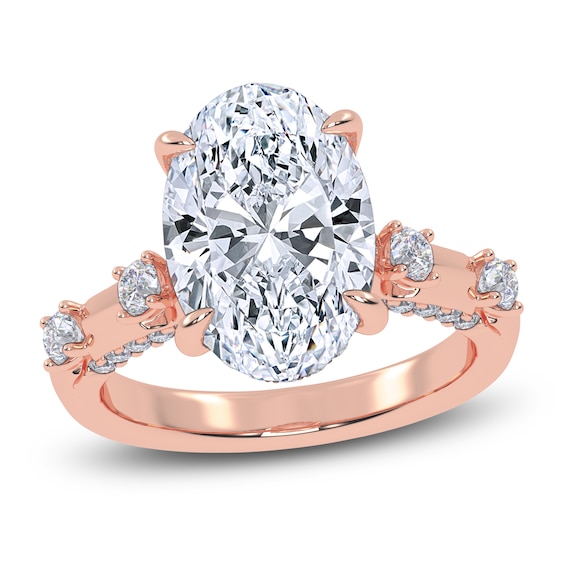 Certified Oval-Cut Lab-Grown Diamond Hidden Halo Engagement Ring 4-1/2 ct tw 14K Rose Gold