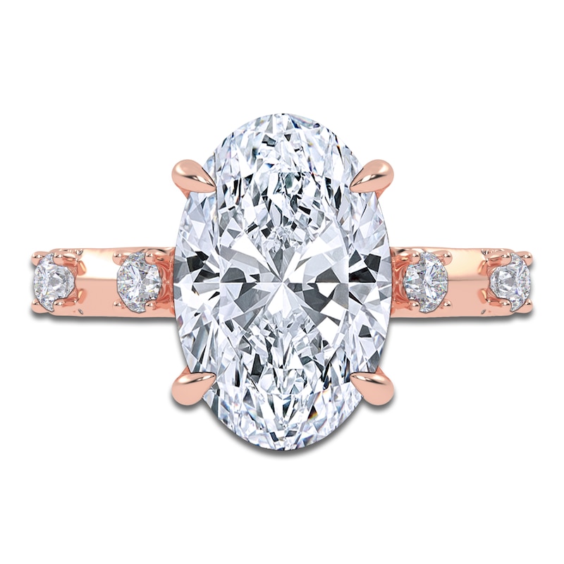 Main Image 3 of Certified Oval-Cut Lab-Grown Diamond Hidden Halo Engagement Ring 4-1/2 ct tw 14K Rose Gold