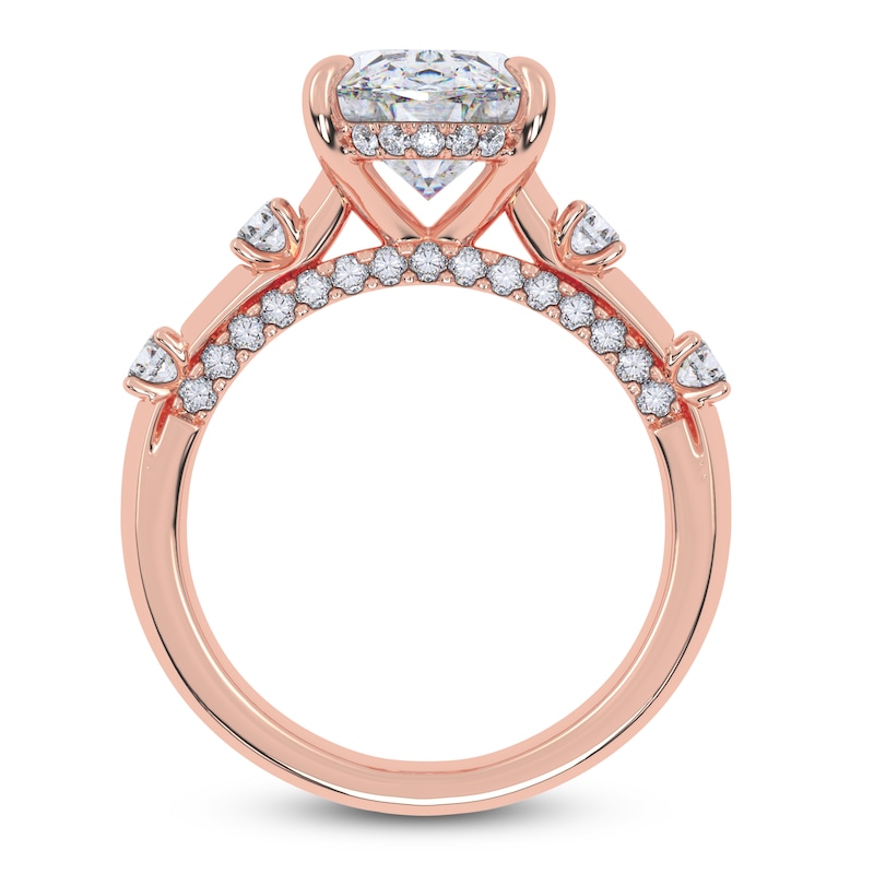 Main Image 4 of Certified Oval-Cut Lab-Grown Diamond Hidden Halo Engagement Ring 4-1/2 ct tw 14K Rose Gold