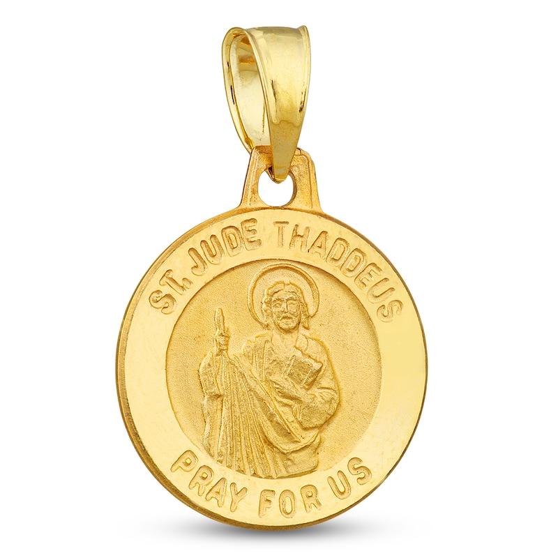 Main Image 1 of Saint Jude Thaddeus Medal Charm Semi-Solid 14K Yellow Gold