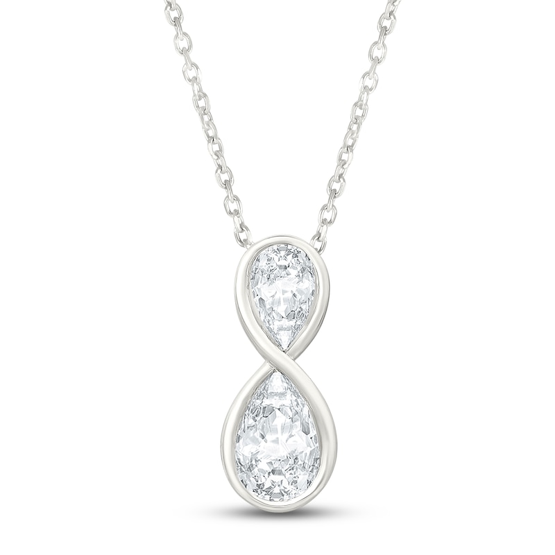 Main Image 1 of Jared Signature Lab-Grown Diamonds Pear-Shaped Infinity Necklace 3/4 ct tw Sterling Silver 18"