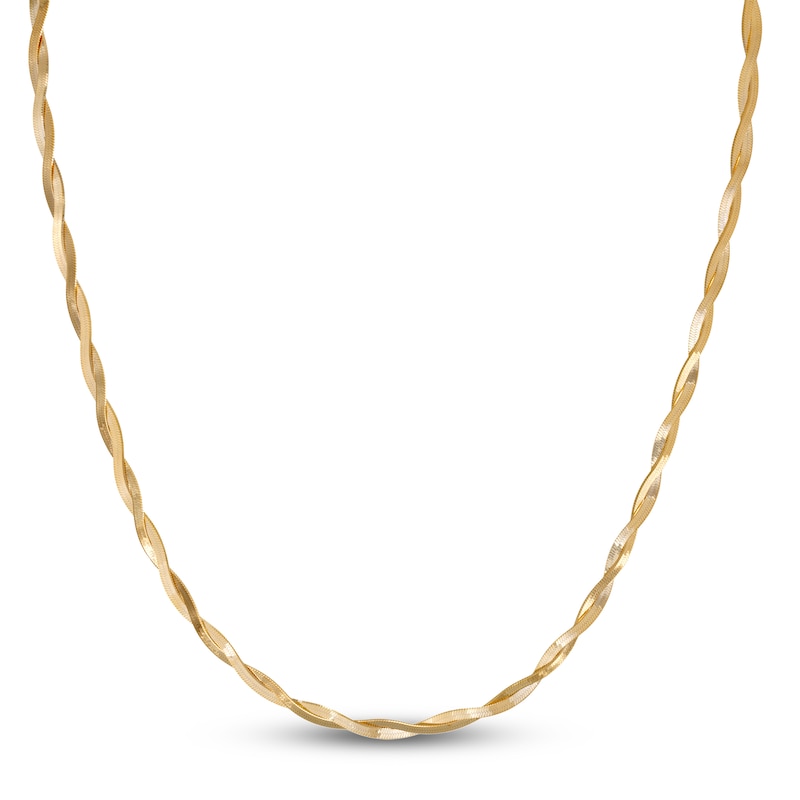 Main Image 1 of Italia D'Argento Double Herringbone Twist Necklace 14K Gold-Plated Sterling Silver 18"