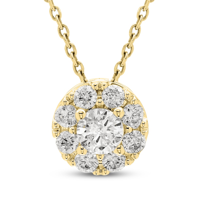Main Image 1 of Jared Signature Diamond Halo Necklace 1/4 ct tw 10K Yellow Gold 18"