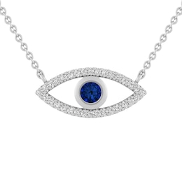 1/6 ct tw Diamond Birthstone Evil Eye Necklace (1 Stone)