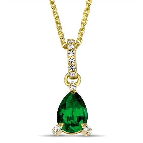 Pear-Shaped Birthstone with Lab-Created White Sapphire or Lab-Grown Diamond Accent Necklace (1 Stone)