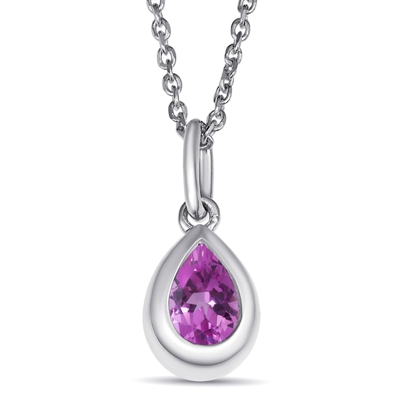 Bezel-Set Pear-Shaped Birthstone Necklace (1 Stone)