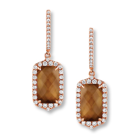 Jared Doves Earrings Quartz/Mother-of-Pearl Doublet/14K Rose Gold