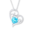 Thumbnail Image 1 of Blue Topaz Heart Necklace Diamond Accents 10K White Gold