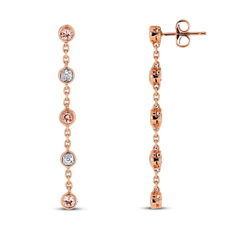 Main Image 1 of Natural Morganite Earrings Diamonds 14K Rose Gold