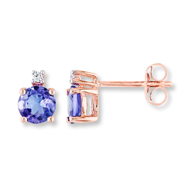 Tanzanite Earrings Diamond Accents 10K Rose Gold