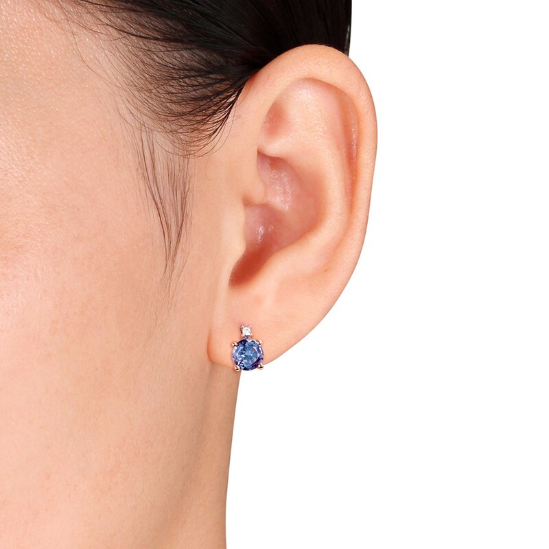 Tanzanite Earrings Diamond Accents 10K Rose Gold