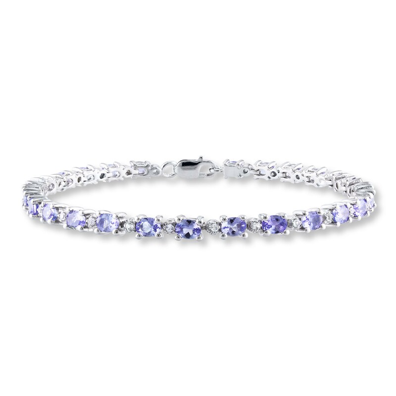 Tanzanite Bracelet White Topaz Tennis Sterling Silver