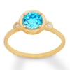 Blue Topaz Ring with Diamonds 14K Yellow Gold