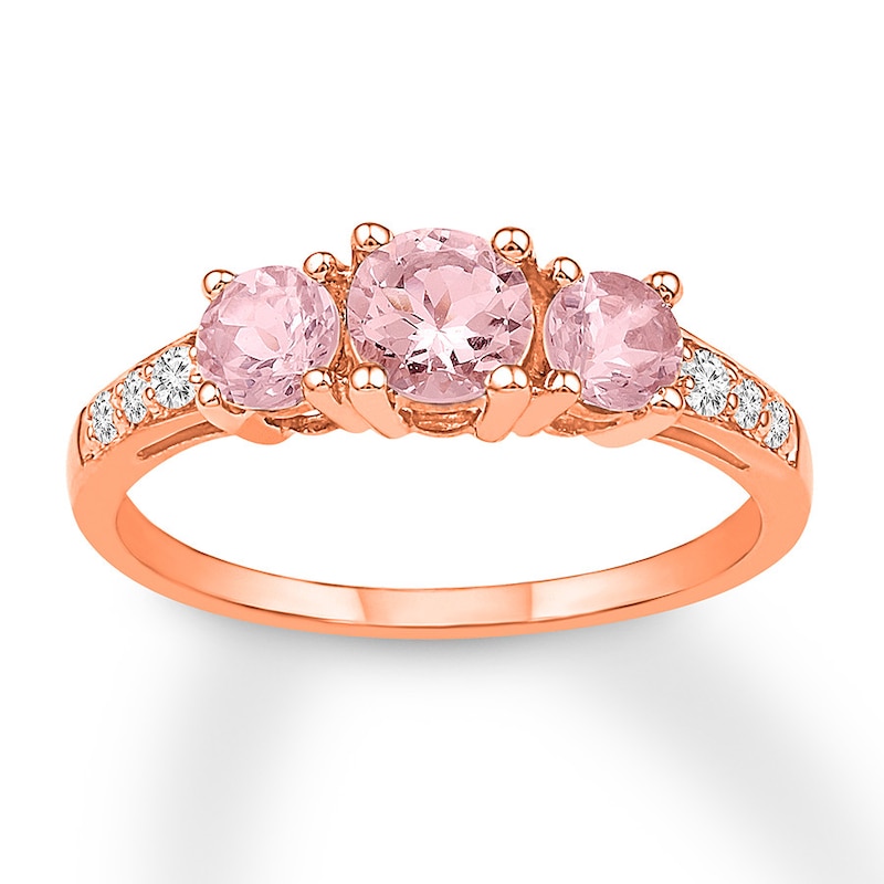 Main Image 1 of Morganite Ring 1/10 ct tw Diamonds 14K Rose Gold