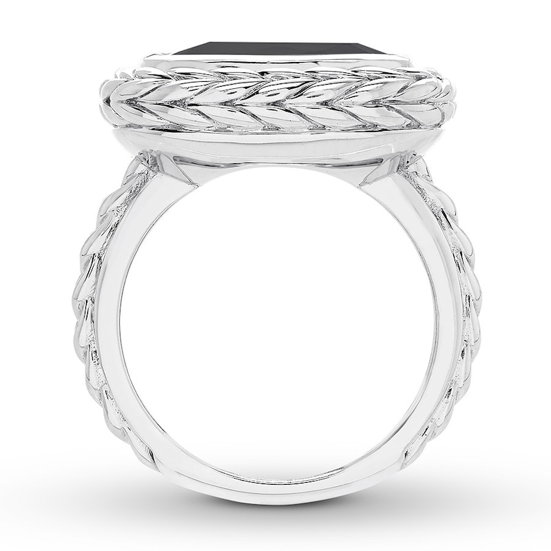 Main Image 2 of Onyx Ring Cushion-cut Sterling Silver