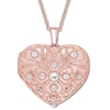 Thumbnail Image 1 of Heart Locket White Topaz Pink Rhodium Sterling Silver