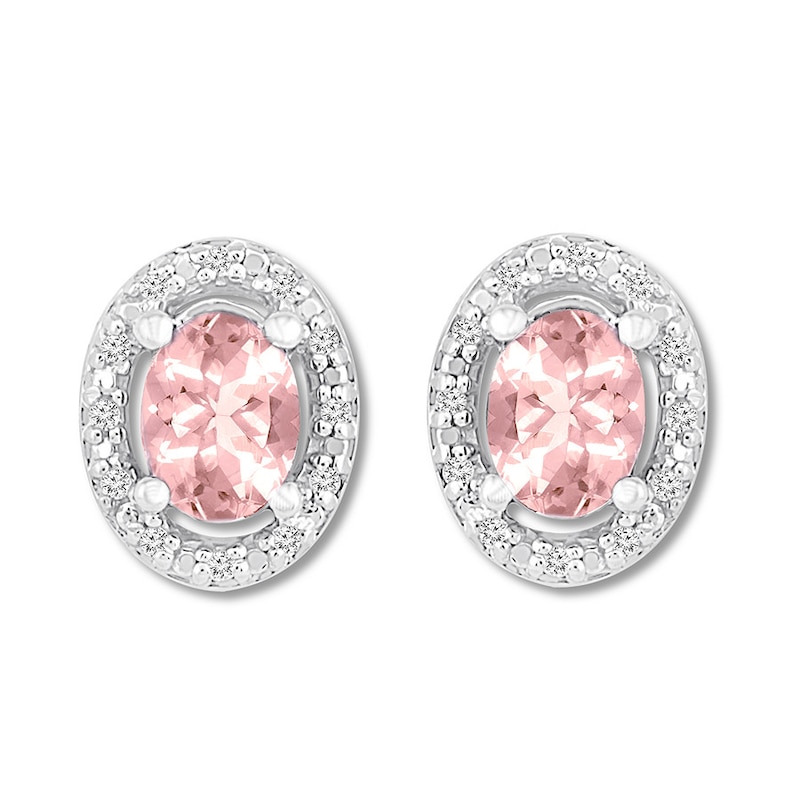 Morganite Earrings 1/15 ct tw Diamonds Sterling Silver