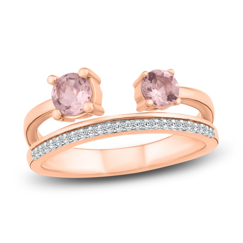 Morganite Ring 1/15 ct tw Diamonds 10K Rose Gold