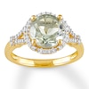 Thumbnail Image 0 of Green Quartz Ring 1/5 ct tw Diamonds 14K Yellow Gold