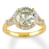 Thumbnail Image 0 of Green Quartz Ring 1/5 ct tw Diamonds 14K Yellow Gold