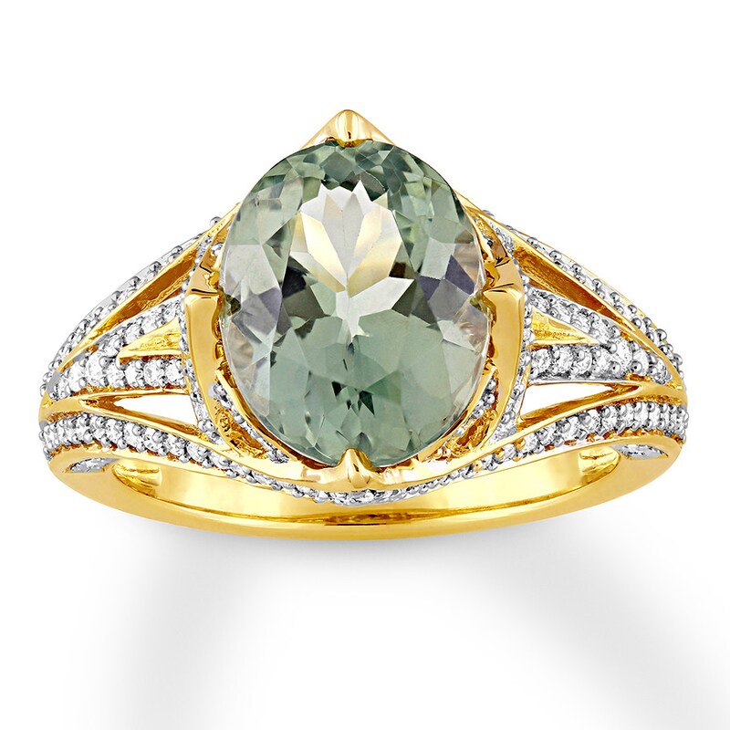 Apatite Ring 5/8 ct tw Diamonds 14K Yellow Gold