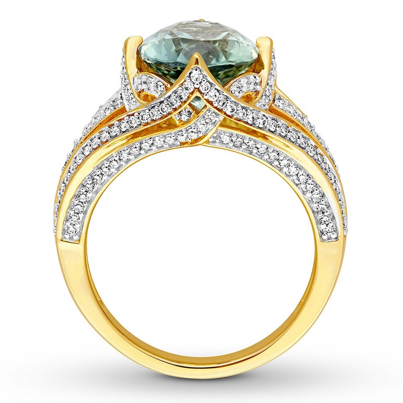 Apatite Ring 5/8 ct tw Diamonds 14K Yellow Gold