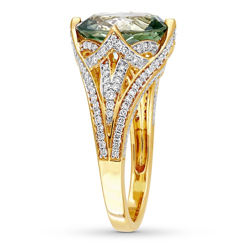 Apatite Ring 5/8 ct tw Diamonds 14K Yellow Gold