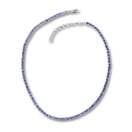 Tanzanite Tennis Necklace Sterling Silver 16.25&quot; Adjustable