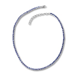 Tanzanite Tennis Necklace Sterling Silver 16.25" Adjustable