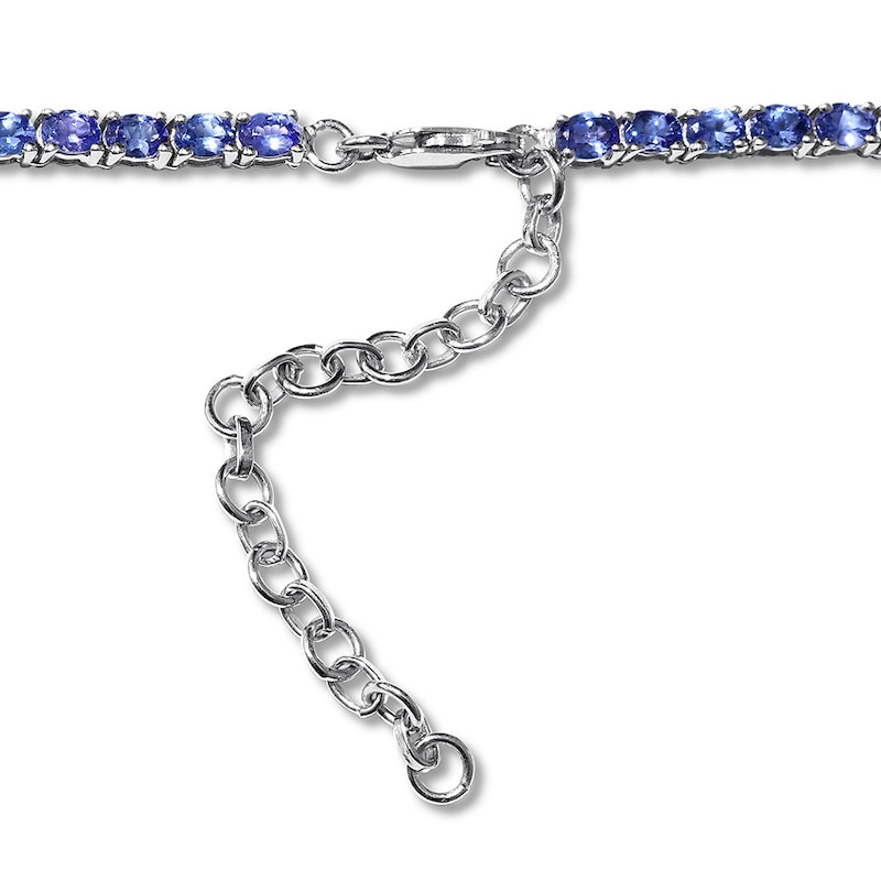 Main Image 2 of Tanzanite Tennis Necklace Sterling Silver 16.25" Adjustable