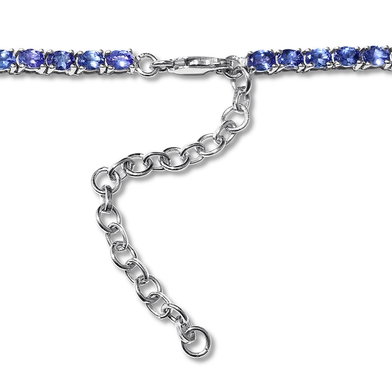 Tanzanite Tennis Necklace Sterling Silver 16.25" Adjustable