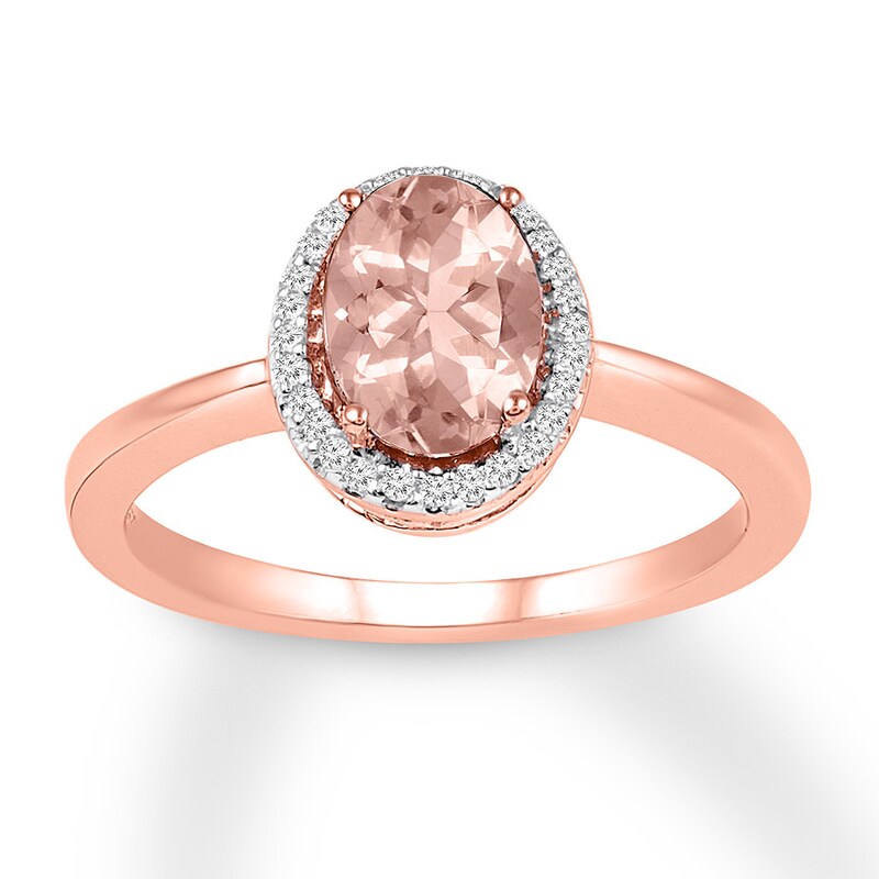 Morganite Ring 1/15 ct tw Diamonds 10K Rose Gold