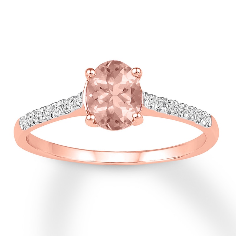 Morganite Ring 1/15 ct tw Diamonds 10K Rose Gold