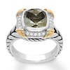 Thumbnail Image 1 of Green Quartz Ring 1/5 ct tw Diamonds Sterling Silver/14K Yellow Gold