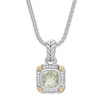 Thumbnail Image 0 of Green Quartz Necklace 1/5 ct tw Diamonds Sterling Silver/14K Yellow Gold