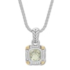Thumbnail Image 1 of Green Quartz Necklace 1/5 ct tw Diamonds Sterling Silver/14K Yellow Gold