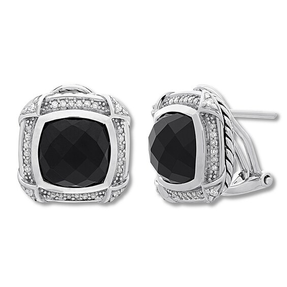 Onyx Stud Earrings 1/4 ct tw Diamonds Sterling Silver Jared